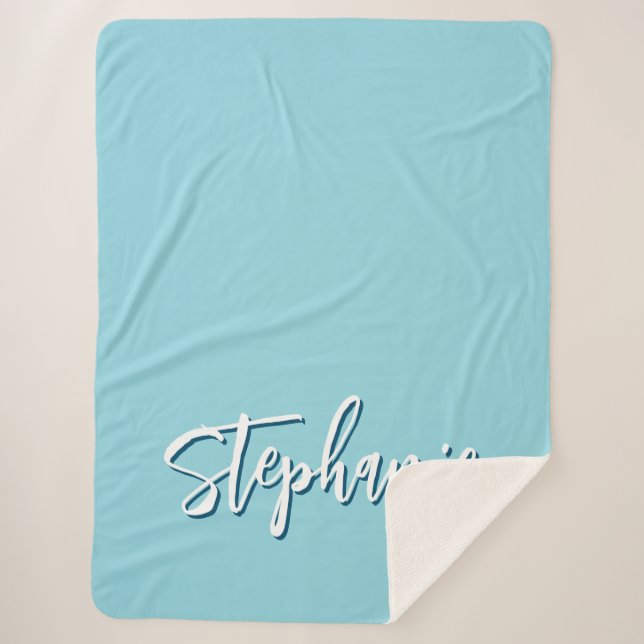 Personalized Robin Egg Blue Sherpa Blanket (Front)