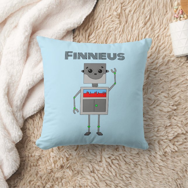Personalized Robot Themed   Throw Pillow (Blanket)