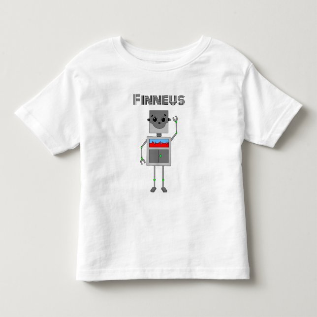 Personalized Robot Themed   Toddler T-shirt (Front)