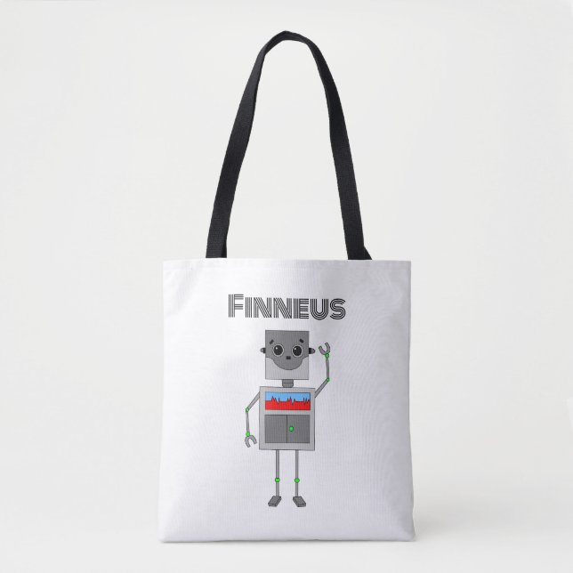 Personalized Robot Themed   Tote Bag (Front)