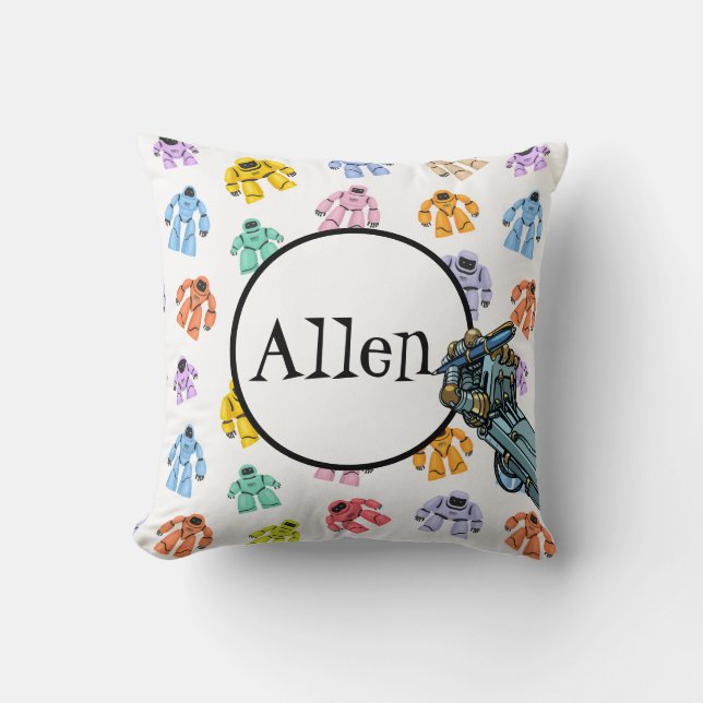 Personalized Robots Throw Pillow (Front)