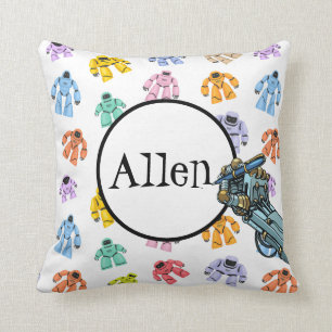 Personalized Robots Throw Pillow