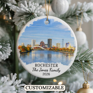 Personalized Rochester Ornament, Custom New York Ceramic Ornament