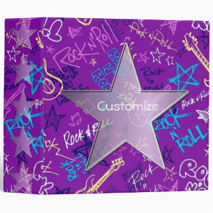 Personalized Rock and Roll Rock Star Purple Binder
