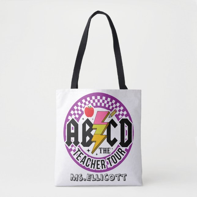 Personalized Rock Band Inspired Teacher Tote Bag (Front)
