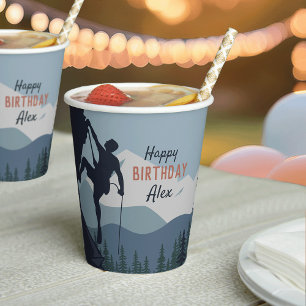 Personalized Rock Climbing Theme Birthday Party Paper Cups