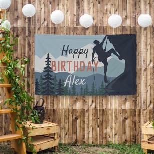 Personalized Rock Climbing Theme Happy Birthday Banner