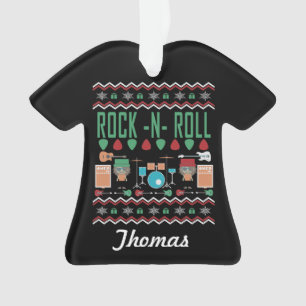 Personalized Rock-n-Roll Ugly Christmas Sweater Ornament