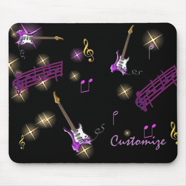 Personalized Rock Star Music Background Mouse Pad (Front)