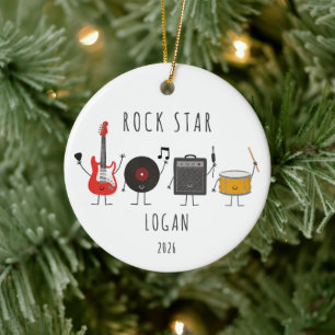 Personalized Rock Star Music Christmas Ornament