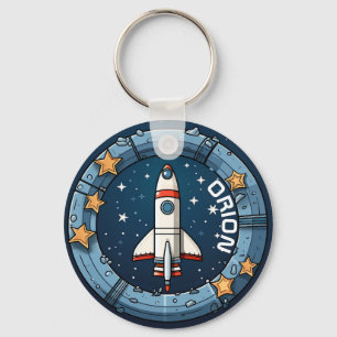 Personalized Rocket Keychain for School Adventures