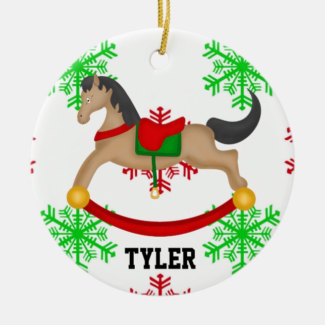 Personalized Rocking Horse Christmas Ornament (Front)