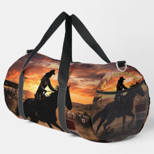 Personalized Rodeo Cowgirl Barrel Racing Duffle Bag