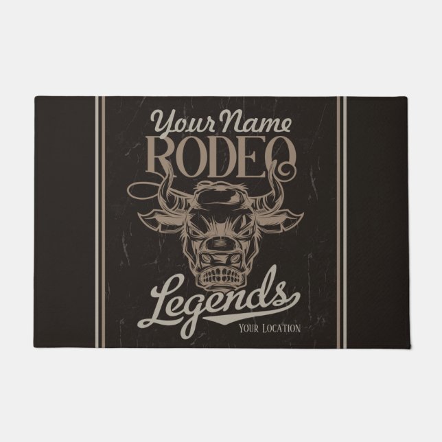 Personalized Rodeo Old West Steer Roping Legends  Doormat (Front)