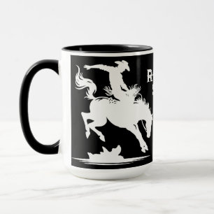 Personalized Rodeo Star Black And White Mug