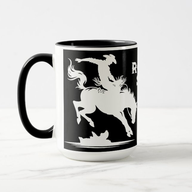 Personalized Rodeo Star Black And White Mug (Left)