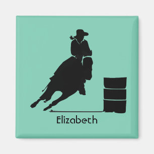 Personalized Rodeo Theme Cowgirl Barrel Racer Magnet