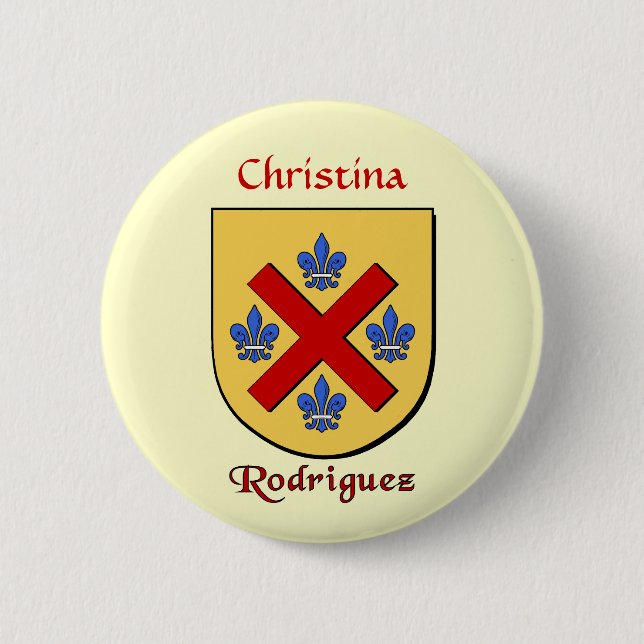 Personalized Rodriguez Historical Shield 2 Inch Round Button (Front)