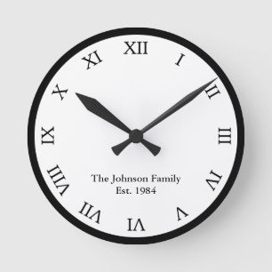Personalized Roman Numeral Round Clock