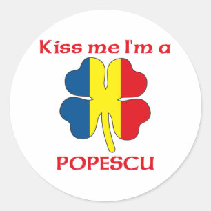 Personalized Romanian Kiss Me I'm Popescu Classic Round Sticker