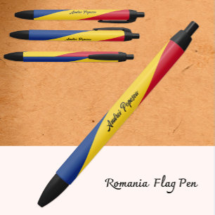 Personalized Romanian Pen, Romanian Flag, Romania Black Ink Pen