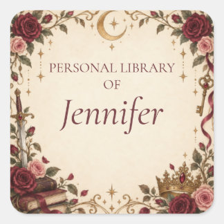 Personalized Romantasy Library Bookplate Square Sticker