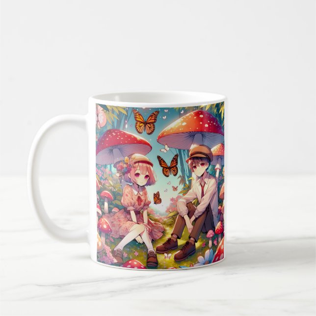 Personalized Romantic Anime Couple  Coffee Mug (Left)