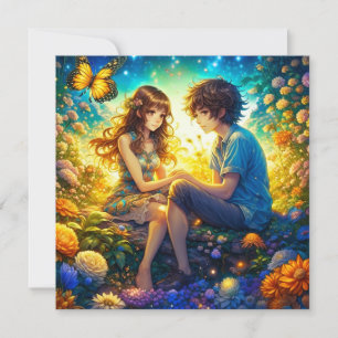 Personalized Romantic Anime Couple Valentine's Day Card