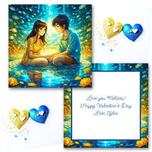 Personalized Romantic Anime Couple Valentine's Day Card