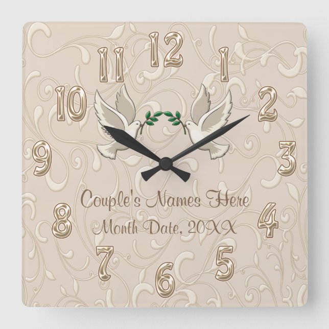 Personalized Romantic Blush Champagne Clock (Front)