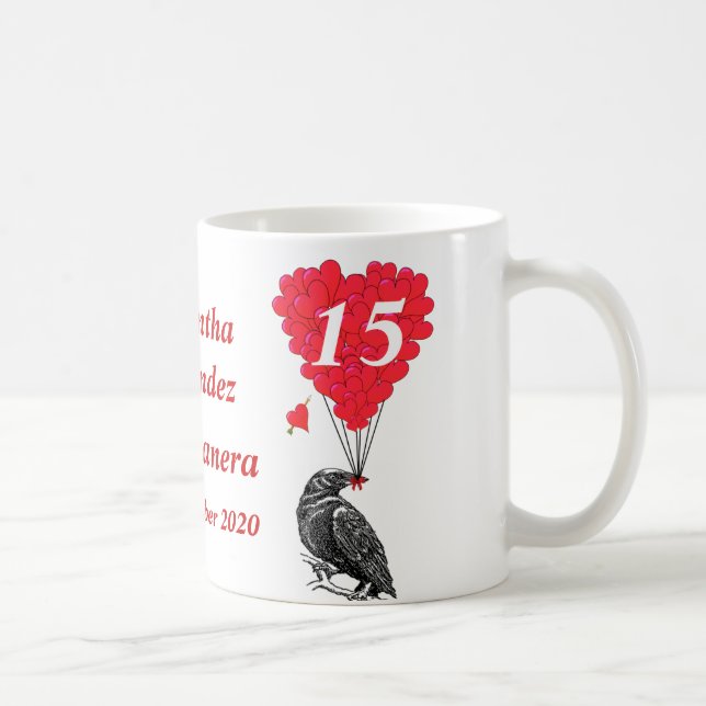 Personalized romantic crow Quinceanera Coffee Mug (Right)