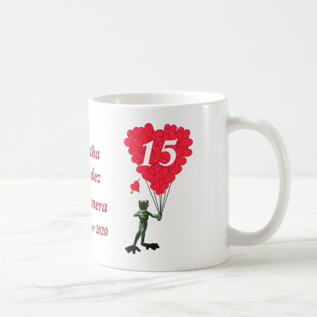 Personalized romantic frog Quinceanera Coffee Mug (Right)