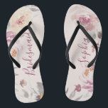 Personalized romantic garden floral bridesmaid flip flops<br><div class="desc">Modern watercolor floral in muted pastel yellow,  peach and mauve,  elegant and romantic,   great personalized bridal party bridesmaid gifts</div>