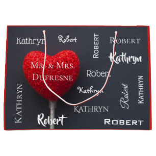 Personalized Romantic Heart Large Gift Bag