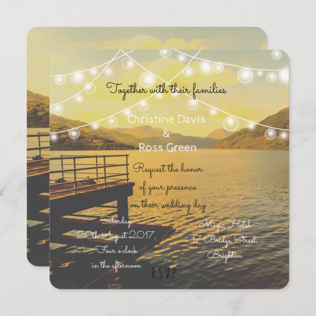 Personalized romantic lake wedding invitation (Front/Back)