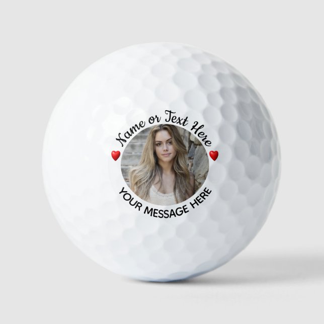 Personalized Romantic Message & Photo Golf Balls (Front)