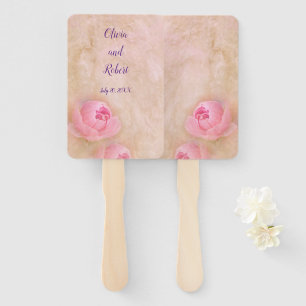 Personalized romantic pink peony hand fan