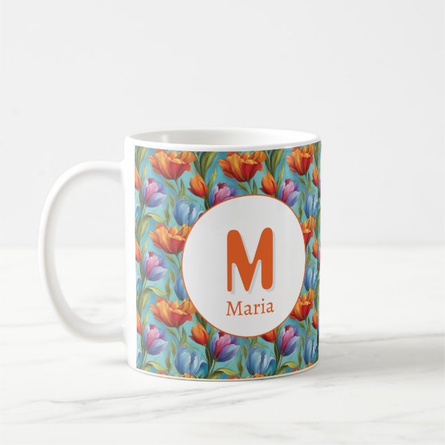 Personalized Romantic Spring Girly Flowers  Coffee Mug (Left)
