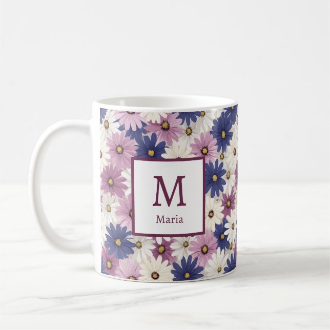 Personalized Romantic Spring Girly Flowers  Coffee Mug (Left)