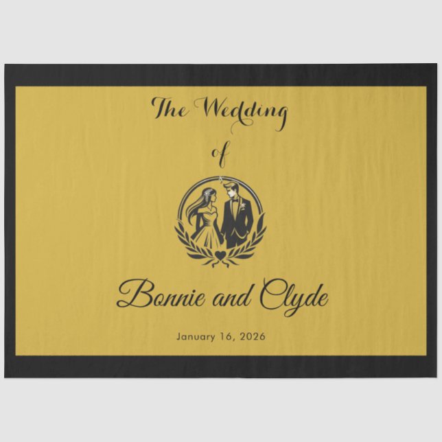 Personalized Romantic Wedding 20" x 30" Tissue Paper (Front)