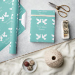 Personalized romantic white turtle doves wedding wrapping paper<br><div class="desc">Personalized romantic white turtle doves wedding Wrapping Paper. Classy gift wrap rolls for newly weds and couples. Turquoise blue or custom colour.</div>
