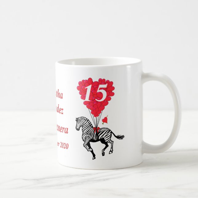 Personalized romantic zebra Quinceanera Coffee Mug (Right)