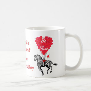 Personalized romantic zebra Valentines day Coffee Mug