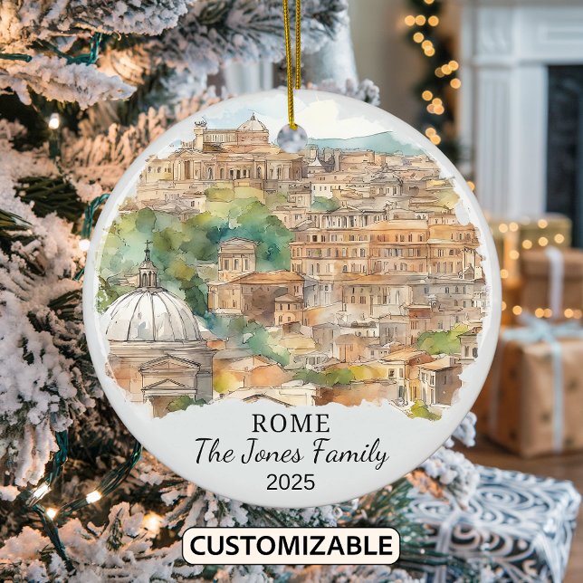 Personalized Rome Ornament, Italy Gift Ceramic Ornament (Creator Uploaded)