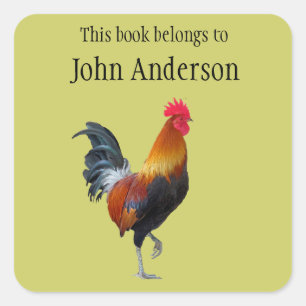 Personalized Rooster Bookplate Sticker
