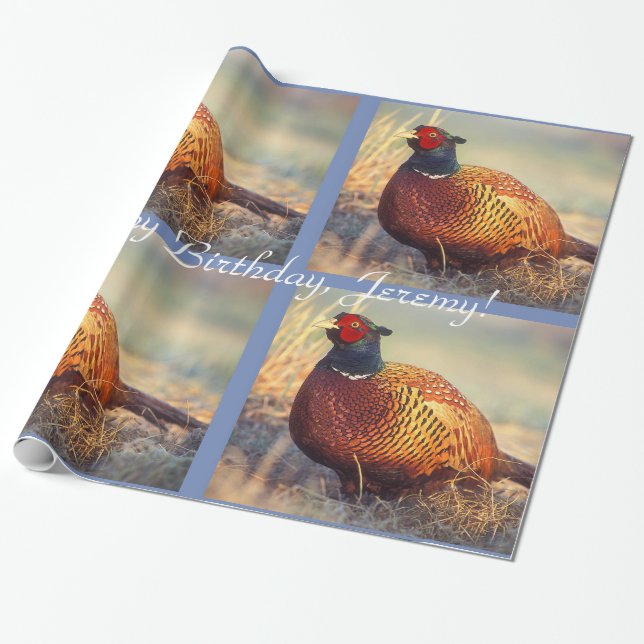 Personalized Rooster Pheasant Wrapping Paper (Unrolled)