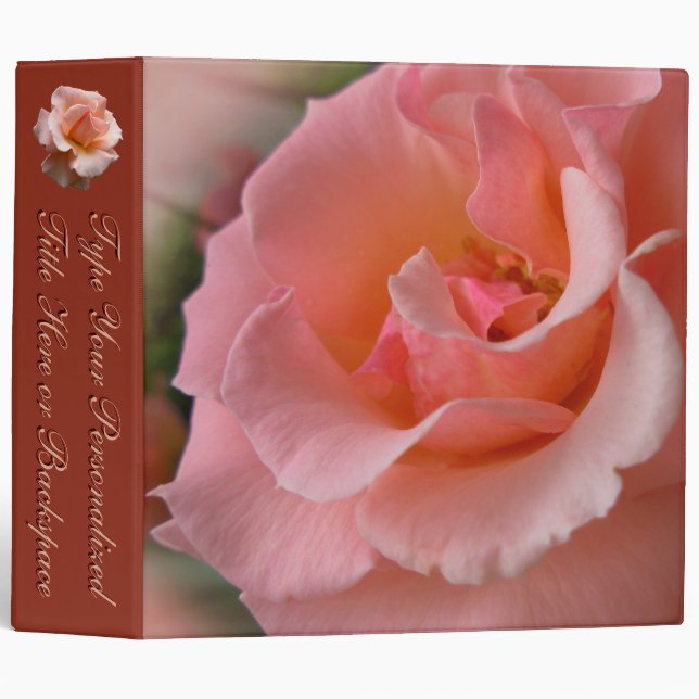 Personalized Rose Binder Peach Rose Binder (Front/Spine)