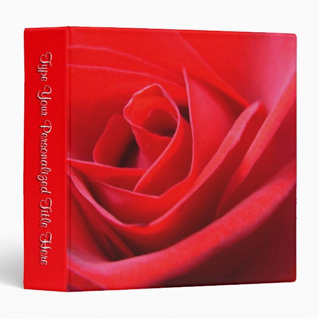 Personalized Rose Binder Red Rose School Binder (Front/Spine)