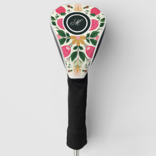 Personalized Rose Boho Floral Watercolor  Golf Head Cover