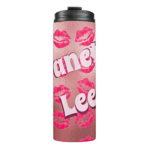 Personalized Rose Coloured With Lips Thermal Tumbler